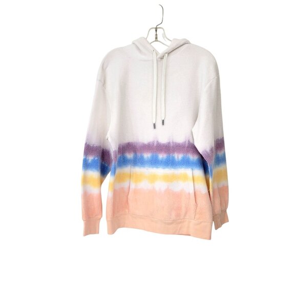 feat Tops - Feat Clothing Tie-Dye Blanket Blend Hoodie White Pastel Rainbow Gradient Womens